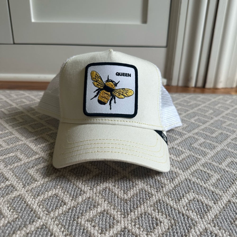 White Cap with Bee Patch